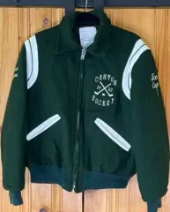 40 アメリカ 製造 DELONG バーシティ ウールジャケット 緑 A ++