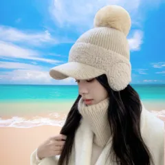 レディース 冬 ゴルフ帽子 防寒 スポーツ帽子 イヤーマフ 帽子 ボンボン 耳あて帽子 ニットハット