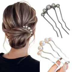 簪 髪飾り 真珠U字型簪 2パック シンプル レトロ ファッション 優雅 ごうきん ヘアクリップ 日常使い 浴衣 和装 卒業式 成人式