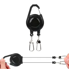 リールキーホルダー ダブルロープ 頑丈 キーリール 最長50cm 伸びる キーチェーン 多機能 超軽量 紛失防止 吊り下げ名札 キャンプ ハイキング 釣りアウトドア用