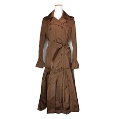 MAX MARA マックスマーラ ブラウン シルク ブレンド ワンピースタイプ トレンチコート 55 66