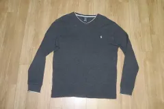 (105) ポロ/グレー Vネック コットンニット