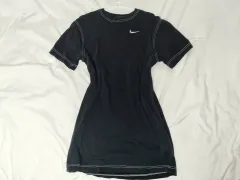 NIKE(ナイキ) 半袖 ロングTシャツミニドレス スイスティッチ s ブラックスポーティーハンギコ
