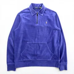 Polo Ralph Lauren ハーフジップ コーデュロイ スウェット トレーナー M ネイビー スモールポニー刺繍 フロント カンガルーポケット