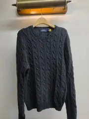 M) ポロ ラルフローレン ケーブル ニット チャコール 出品