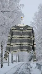 ストライプ クロップド ニット カーディガン