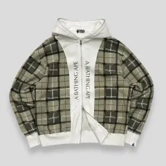 A BATHING APE(アベイシングエイプ) チェック ツーウェイ フード付き ジップアップパーカー