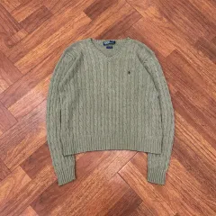 M(105) ポロラルフローレン ケーブル Vネック ニット