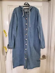 春 秋 ワンピース兼 フード デニム ジャケット 状態良好 バスト