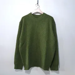 FW新作) ラムウール ハチ リブ編み ラウンドニット 10color M L