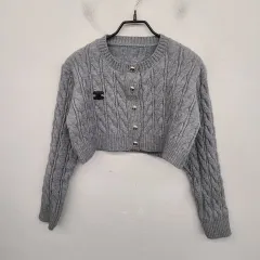 レディース55 size ケーブル ニット カーディガン