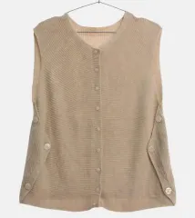 フリー 77) アクリル&ウール混 ベージュ ニット ベスト