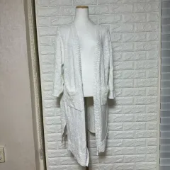 サイドスリット 白 カーディガン
