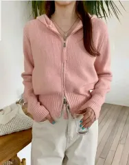 新品) ニット フードジップアップ カーディガン(A3