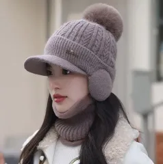 レディース イヤーマフ ボンボン ニットキャップ ニット 耳あて 冬帽子 防寒帽子 ニットキャップ ゴルフ帽子