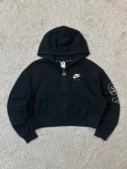 レディース L NIKE(ナイキ) NIKE 新作 エアー サイドライン クロップド ジップアップパーカー フード付き 黒