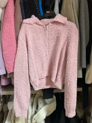 ピンク ジップアップカーディガン