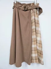 1+1 nohea ) ブラウン CHECK ツートン スカート M