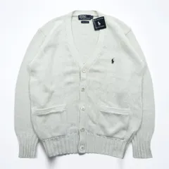 Polo Ralph Lauren 90年代 ニット Vネック カーディガン S ホワイト コットン ポケット 未使用品