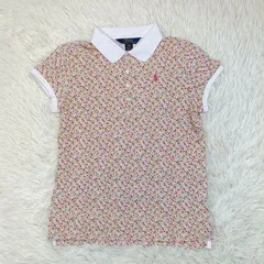 美品 POLO RALPH LAUREN ポロラルフローレン 半袖 ポロシャツ 花柄 160cm ポニー刺繍 総柄 キッズ 女の子マルチカラー (7)