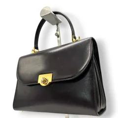 【良品】バリー BALLY ハンドバッグ トップハンドル ターンロック レザー 本革 ダークブラウン こげ茶 ゴールド金具 ロゴ スクエア 自立可 ヴィンテージ ビンテージ クラシック レトロ 高級感 エレガント フォーマル パーティー レディース 鞄  s7