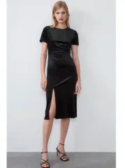 ZARA ザラ スリット ツアーベルベット ドレス S