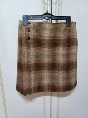 茶色 チェック ラップスカート