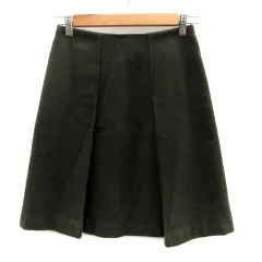 ナチュラルビューティーベーシック NATURAL BEAUTY BASIC フレアスカート ひざ丈 ウール S カーキ /HO24