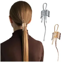 【数量限定】おしゃれ ヘアアクセサリー 髪留め 髪飾り パーティー 上品 ファション ヘア留め具 バックル ローポニーテール 蝶結び デート ヘアクリップ 金属のリボン 設計感 2点セット FASELE
