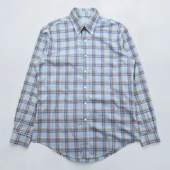Brooks Brothers ボタンダウンシャツ M チェック ブルー コットン 胸ポケット ノンアイロン