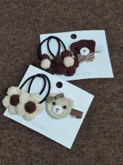 手編み ベア ヘアピン セット