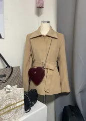 ベルト ハーフコート アンゴラ ウールコート