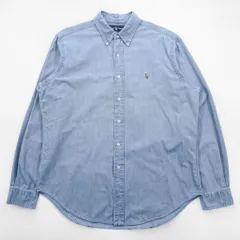 Ralph Lauren 90年代 シャンブレー ボタンダウンシャツ L ブルー CLASSIC FIT スモールポニー 刺繍 ロゴ