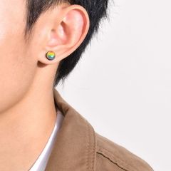 マグネットピアス ピアス イヤリング マグピ 虹 レインボー カラフル 簡単装着 磁石 ノンホール 10㎜ 両耳用