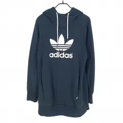 adidas(アディダス) レディース ロゴ印刷 裏起毛 ロングパーカー ネイビー 85 ( HU35813 )