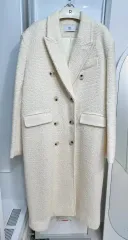 レディースコート ロングコート ブークレコート 冬コート クリームコート アイボリーコート