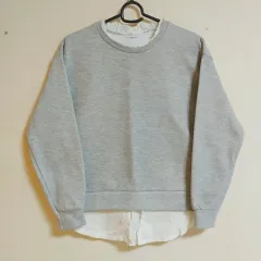 新品) シャツ レイヤード 起毛 スウェット - グレー