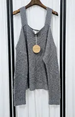 HONEY PUNCH ルーズフィット ニット メッシュ ワイドストラップ オフショルダー ニット