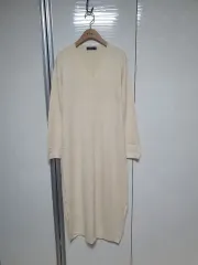 Vネック ニット ロング丈ワンピース FREE