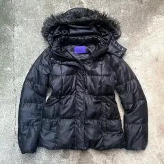 必須アイテム y2k 日本 ヴィンテージ ブラック ファー ダウン