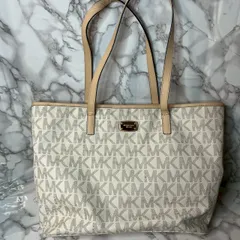 マイケルコース MICHAEL KORS MKシグネチャー トートバッグ 大容量 PVC レザー ホワイト ベージュ