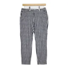 IENA ギンガムチェック クロップド パンツ ネイビー ホワイト レディース イエナ【中古】6-0308M∞