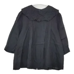 fig London 刺繍 つけ衿付 リネン バックボタン ブラウス シャツ ブラック レディース フィグロンドン【中古】6-0308M∞のサムネイル