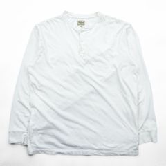 L.L.Bean ヘンリーネック 長袖 ロングスリーブ Tシャツ ロンT L ホワイト コットン AUB4