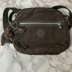 キプリング Kipling ショルダーバッグ ナイロン ブラウン モンキーチャーム付き 斜め掛け 軽量