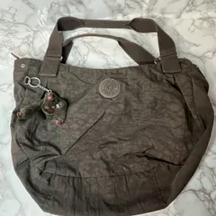 キプリング Kipling ナイロン トートバッグ ショルダーバッグ 2WAY ブラウン モンキーチャーム付き 大容量
