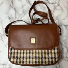 アクアスキュータム Aquascutum チェック レザー ショルダーバッグ クラシック イタリア製 ヴィンテージ