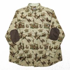 Woolrich エルボーパッチ 総柄 ハンティングシャツ XL ベージュ BUCKSKIN HUNTER WITH DOG 千鳥格子 カモ 6417