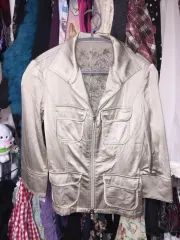 ヴィンテージ ギャル y2k 2Way サテン ジップアップ