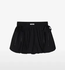 クランク シャーリング バルーン かぼちゃ スカート 黒